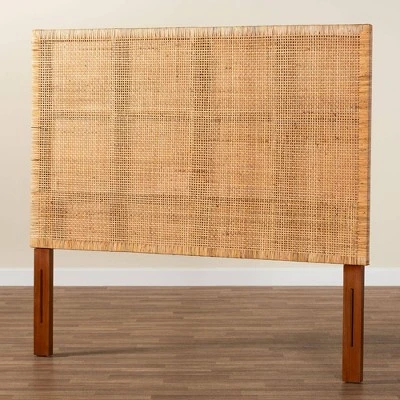 Bali & Pari Queen Size Lesia Rattan And Mahogany Wood Headboard Light Honey/Red Teak 4 Bali & Pari Queen Size Lesia Rattan And Mahogany Wood Headboard Light Honey/Red Teak - Image 2