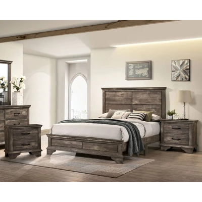 3pc Jacobi Bed With 2 Nightstands Gray - HOMES: Inside + Out 3 3pc Jacobi Bed With 2 Nightstands Gray - HOMES: Inside + Out