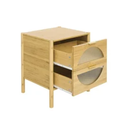 Aash 2 Drawer Nightstand With Shelf,Bedside Table Bamboo With Storage (22.05"H*17.72"W*14.97"D)-The Pop Home‎ -Nexera Furniture Store GUEST 0063fb4b 70fa 4480 b89d f9c350c1810b