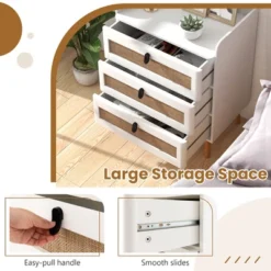 Tangkula Modern Nightstand End Bedside Table W/ 3 Rattan Drawers & Solid Wood Legs White 13 Tangkula Modern Nightstand End Bedside Table W/ 3 Rattan Drawers & Solid Wood Legs White -Nexera Furniture Store GUEST 01b72c81 1d04 4ba0 8dbd 5e818ba1a4bf