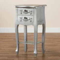 Eliya Brushed Wood 2 Drawer Nightstand Silver - Baxton Studio -Nexera Furniture Store GUEST 01ecd043 4bfc 4f8a 8a6e d918b9070b29