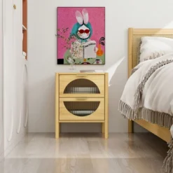 Aash 2 Drawer Nightstand With Shelf,Bedside Table Bamboo With Storage (22.05"H*17.72"W*14.97"D)-The Pop Home‎ -Nexera Furniture Store GUEST 02cb0bcc 501e 4e29 8bc3 9513dce22e78
