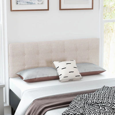 Infans Full/Queen Size Headboard Linen Fabric Upholstered Button Tufted Solid Wood Leg 4 Infans Full/Queen Size Headboard Linen Fabric Upholstered Button Tufted Solid Wood Leg - Image 2