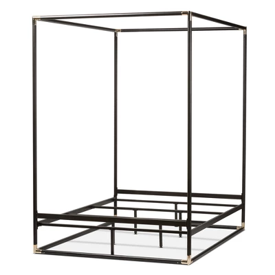 Queen Eva Vintage Industrial Finished Metal Canopy Bed Black - Baxton Studio 4 Queen Eva Vintage Industrial Finished Metal Canopy Bed Black - Baxton Studio - Image 2