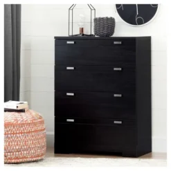 Reevo 4 Drawer Vertical Dresser Black Onyx - South Shore