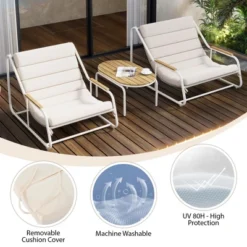 VASIP Set Of 3 Outdoor Chaise Lounge Set - Pool Lounge Chairs With Acacia Side Table For Patio, Lawn, Deck And Beach (Beige White) 17 VASIP Set Of 3 Outdoor Chaise Lounge Set - Pool Lounge Chairs With Acacia Side Table For Patio, Lawn, Deck And Beach (Beige White) -Nexera Furniture Store GUEST 048897ca b633 44e6 b73e 36781dcab211