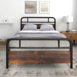 Costway Metal Platform Bed Frame Industrial Headboard Mattress Foundation -Nexera Furniture Store GUEST 04920f41 73f1 4958 b587 84773cdc2e56