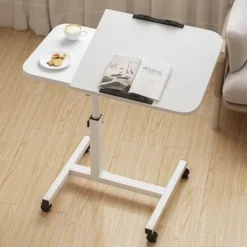 Overbed Table With Height Adjustable, Over Bed Table Movable Rolling Bedside Table Standing With Wheels, Desk Table With 0-90 Degrees Tilting -Nexera Furniture Store GUEST 05001763 91c1 42b8 891e 1b44f4660ca0