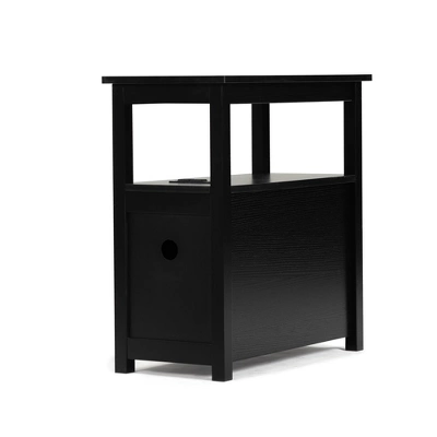 Resenkos End Table With Charging Station, Narrow Sofa Side Table, Wooden Nightstand, Bedroom Living Room Furniture, Black, Small Night Stands 6 Resenkos End Table With Charging Station, Narrow Sofa Side Table, Wooden Nightstand, Bedroom Living Room Furniture, Black, Small Night Stands - Image 4