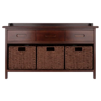 4pc Adriana Storage Bench With Baskets Walnut - Winsome 3 4pc Adriana Storage Bench With Baskets Walnut - Winsome