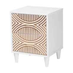 Baxton Studio King 4pc Louetta Carved Contrasting Bedroom Set White/Natural Brown -Nexera Furniture Store GUEST 06cb57e0 fd97 4dbc 9e8c 253059db5005