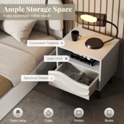 Tangkula Nightstand W/ Drawer 3D Wavy Pattern & Open Shelf Small Sofa Couch Side Table -Nexera Furniture Store GUEST 08534705 31aa 483a acea 0687e6fd7703