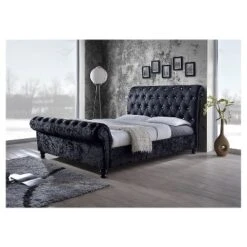 Castello Velvet Upholstered Faux Crystal - Buttoned Sleigh Platform Bed - Baxton Studio -Nexera Furniture Store GUEST 091b5f84 4375 4d87 8321 763f2c067699