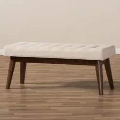 Elia Mid Century Modern Walnut Wood Fabric Button Tufted Bench - Baxton Studio -Nexera Furniture Store GUEST 091deb39 3b4c 473d a3da cdabf8e983ac