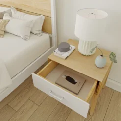 Plank+Beam Solid Wood Duo King Bedroom Set With 2 Nightstands, White/Birch -Nexera Furniture Store GUEST 094d7be3 0afa 412c 869f acc6b640d8f2