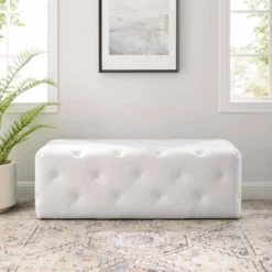 48" Amour Tufted Button Entryway Faux Leather Bench White - Modway -Nexera Furniture Store GUEST 09f56c70 c382 4216 b141 36a2f84643a6