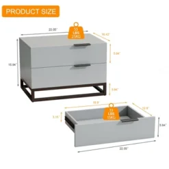 KTMBDW Nightstand With 2 Drawers, Modern Night Stand For Bedroom With Metal Handle, Wooden Bedside Table For Small Spaces, Living Room, Bedroom, Gray -Nexera Furniture Store GUEST 0a958dc2 39d5 4ead 9036 af39ddacdac5