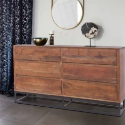 Wooden Dresser Or Display Unit With Metal Base Brown And Black - The Urban Port -Nexera Furniture Store GUEST 0b317b5a 5d71 4d43 9b94 10a23dd5a9ff