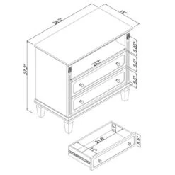 Kumasinova Wood Nightstand With Charging Station,End Table With USB Ports,Night Stand With Drawers&Open Shelf,Fluted Pilasters Side Table For Bedroom