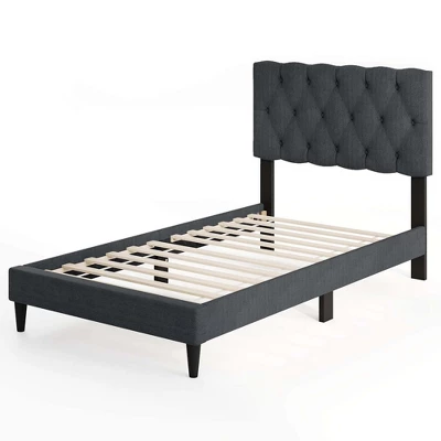 Costway Twin/Full/Queen Size Bed Frame With Button-Tufted Headboard & Wooden Slats Easy Assembly 3 Costway Twin/Full/Queen Size Bed Frame With Button-Tufted Headboard & Wooden Slats Easy Assembly