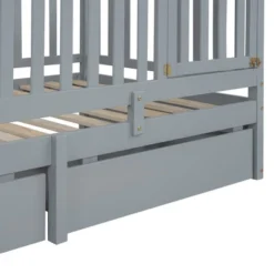 Twin/Full Size Wood Daybed With Fence Guardrails And 2 Drawers, Split Into Independent Floor Bed & Daybed-ModernLuxe -Nexera Furniture Store GUEST 0d7d5ed5 7245 457e b1d0 4d8a66140d3a