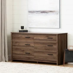 Tao 6 Drawer Double Dresser Natural Walnut - South Shore