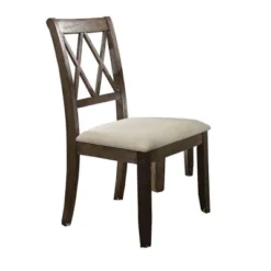 Set Of 2 26" Claudia Dining Chairs Beige Linen/Salvage Brown - Acme Furniture -Nexera Furniture Store GUEST 0e69b88d 9eb6 4022 9486 cecfe93fdf6b