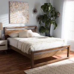 King Torino Mid Century Modern Solid Wood Open Frame Style Platform Bed Brown - Baxton Studio -Nexera Furniture Store GUEST 0ff61de2 bb3a 427b ad01 a8a70220179f
