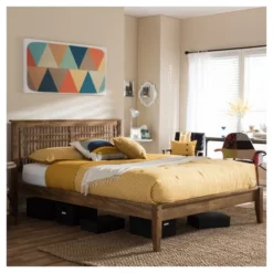 Loafey Mid-Century Modern Solid Wood Window-Pane Style Platform Bed - Baxton Studio -Nexera Furniture Store GUEST 1066c876 e25f 4079 a729 1451fa42c6e1