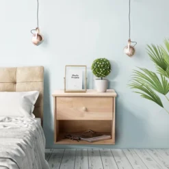 VINGLI Unfinished Natural Solid Wood Floating Nightstand,Farmhouse Night Stand Wall-Mounted Nightstand Table For Small Space Color DIY -Nexera Furniture Store GUEST 10ef1e98 a73f 4c6e 813c 304a37fdc03b