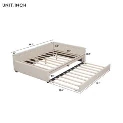 Full/Queen Size Upholstered Platform Bed With USB Ports, Modern Daybed With Trundle, Beige - ModernLuxe -Nexera Furniture Store GUEST 1126c0eb 1e8e 44d8 9c68 1f82d3fbefed