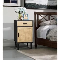 Finnhomy Tall Nightstands Set Of 2, Night Stand,Hand Made Rattan Decorated Doors, Nightstands With Storage For Bedroom, 2 Pack -Nexera Furniture Store GUEST 1274d542 8579 4074 84e5 3c84e9743a17