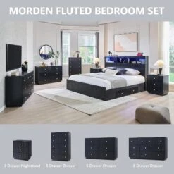 SinCiDo Fluted Nightstand With Charging Station, 21.65" Wide Modern Wood Bedside Table W/3 Storage Drawers For Bedroom, Living Room -Nexera Furniture Store GUEST 155498d3 cc13 4e50 ab3b 9d89dfc52bba