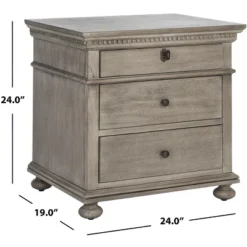 Allisyn 3-Drawer Wood Nighstand W/ Lockable Top Drawer - SFV7706 - Light Grey - Safavieh Couture -Nexera Furniture Store GUEST 1570fce1 e71b 4289 a141 50f6a7e3db2e
