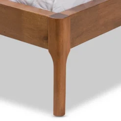 Brooklyn Mid Century Modern Walnut Wood Fabric Upholstered Platform Bed Beige - Baxton Studio -Nexera Furniture Store GUEST 19d09693 05c4 4528 ba50 fcf1b5e69ec3