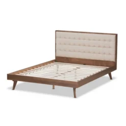 Soloman Mid - Century Modern Fabric And Walnut Finished Wood Platform Bed - Baxton Studio -Nexera Furniture Store GUEST 1a2e37f0 5c84 414d 9f2f 76243c8b4b3d