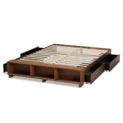 Arthur Wood Platform Bed With Built-In Shelves Ash Walnut - Baxton Studio -Nexera Furniture Store GUEST 1ae53108 068d 4007 99ec 6de5b420533d