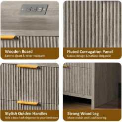 Boersma Fluted Nightstand With Charging Station, 23.6" Modern Night Stand With 2 Drawers, Side Table With Storage, Bedside Table For Bedroom -Nexera Furniture Store GUEST 1c2381ac 1d34 4c66 8440 a0e8548367dd