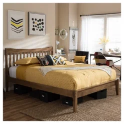 Edeline Mid - Century Modern Solid Wood Curvaceous Slatted Platform Bed - Baxton Studio -Nexera Furniture Store GUEST 1ca43e95 acdb 4922 87e3 daabbae5758a