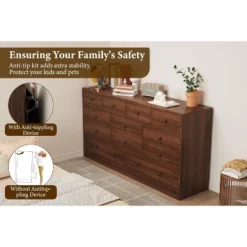 12-Drawer Dresser For Bedroom, 61" Wooden Chest With Built-In Power Outlet, Large Storage Organizer For Clothes, Living Room, Hallway, Or Office -Nexera Furniture Store GUEST 1d05a4a0 b745 43a4 9c79 aeb714514d62