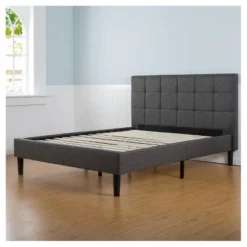 Twin Freemont Upholstered Platform Bed Black Espresso Sleep - Revolution