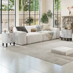 Tangkula 2PCS Nightstand W/ 2 Drawers Faux Marble Bedside Table For Small Space -Nexera Furniture Store GUEST 1f8c6b64 645c 462e 90e0 75512cb8c260