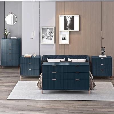 Festivo 4pc Modern Elegance Bedroom Chest And 6 Drawer Dresser And 3 Drawer Nightstands Set 4 Festivo 4pc Modern Elegance Bedroom Chest And 6 Drawer Dresser And 3 Drawer Nightstands Set - Image 2