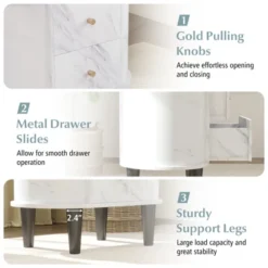 Tangkula 2PCS Nightstand W/ 2 Drawers Faux Marble Bedside Table For Small Space -Nexera Furniture Store GUEST 2307355b 8699 4c3b ba21 d4282efd98f2