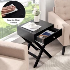 Costway Side Nightstand With Drawer X Shaped Structure Accent Sofa End Table WhiteBlack -Nexera Furniture Store GUEST 24926573 8531 412d aac0 14c436a67b66