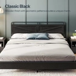 MaseiKar Wooden Panel Headboard, King Headboard, Minimalist Head Board With Metal Frame, Height Adjustable, With Bed Frame Adapter, Black -Nexera Furniture Store GUEST 24a663ac d27d 4ba7 b863 c29593b5744e 1
