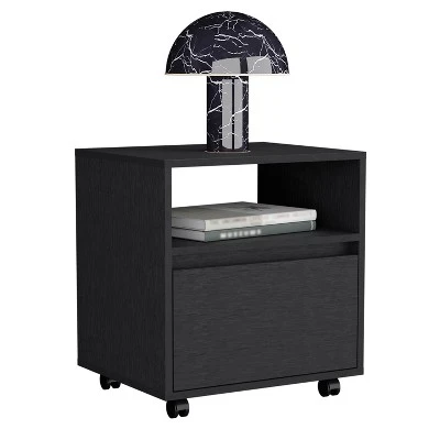 Grungis Modern Wood Nightstands With 1 Drawer,Bedside Table With Wheels& Open Shelf,Mobile Night Stand For Bedroom,Living Room 5 Grungis Modern Wood Nightstands With 1 Drawer,Bedside Table With Wheels& Open Shelf,Mobile Night Stand For Bedroom,Living Room - Image 3
