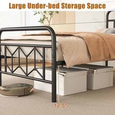 Costway Twin/Full/Queen/King Size Bed Frame Mattress Foundation With Headboard 12.5" Under-bed Storage Black 7 Costway Twin/Full/Queen/King Size Bed Frame Mattress Foundation With Headboard 12.5" Under-bed Storage Black - Image 5