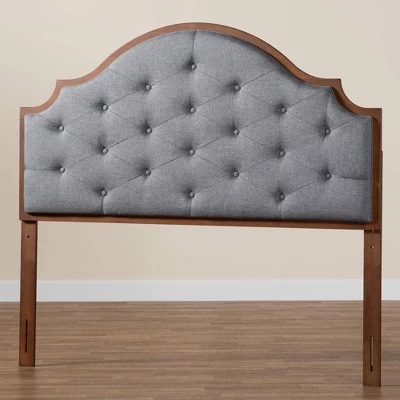 Baxton Studio King Premala Fabric And Wood Headboard Gray/Walnut Brown: Tufted Design, Adjustable Height 7 Baxton Studio King Premala Fabric And Wood Headboard Gray/Walnut Brown: Tufted Design, Adjustable Height - Image 5
