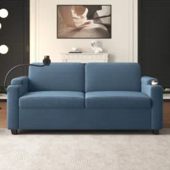 GlasFlength Seating Sets, Timeless Design, Sectional Couch, Ideal For Family Comfort, Blue, 72.8"*30.7"*33"
